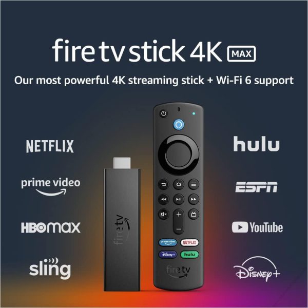 Fire TV Stick 4K Max streaming device, Wi-Fi 6, Alexa Voice Remote (includes TV controls) Fire TV Stick 4K Max streaming device, Wi-Fi 6, Alexa Voice Remote (includes TV controls)